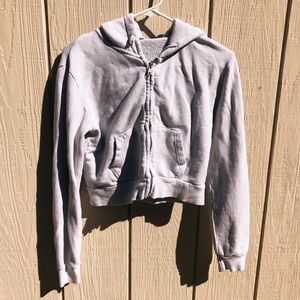 Brandy Melville Cropped Zip-Up Hoodie